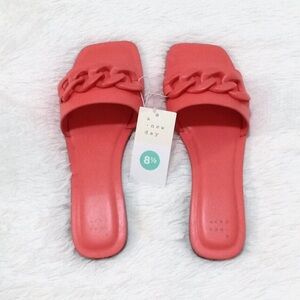 A New Day Women's Viv Chain Link Slide Sandals (Size 8 1/2) CORAL PINK - NEW!!!